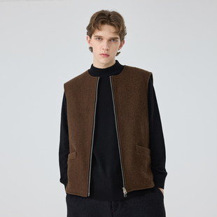 羊毛夹棉背心外套 百搭无袖 TIANHE YOUNI休闲风拉链马甲男冬季