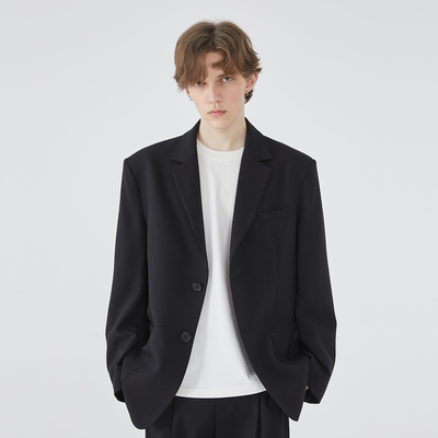 2024秋冬黑色宽松休闲西服