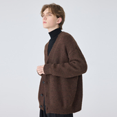 秋季 外套 休闲简约复古针织开衫 新款 原创设计V领男士