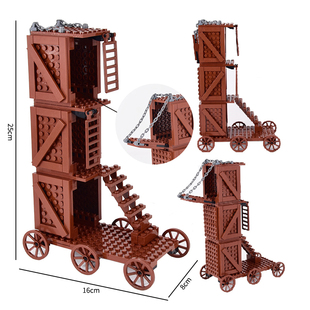 中国风古代士兵秦井栏车攻城车战场士兵人仔MOC拼装积木三国演义
