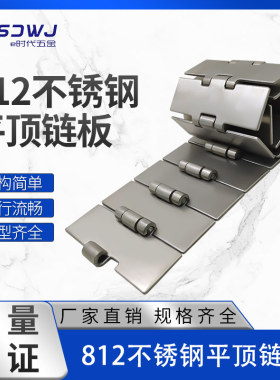 812不锈钢链板单铰直行平顶链802双铰直链弯链节距38.1输送链板