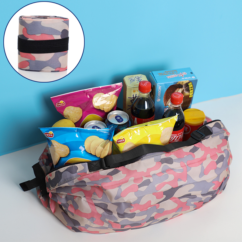 超市折叠购物袋便携手提买菜包尼龙布大容量简约日式单肩环保袋