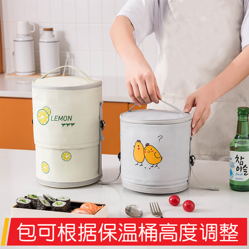 圆形学生铝箔午餐便携防水保温桶