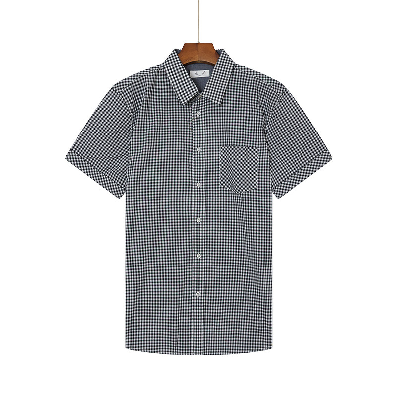 富木男式短袖格子衬衣