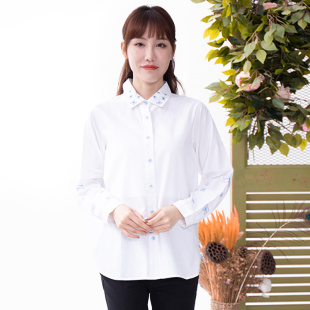上衣ZH 女设计感小众纯棉绣花妈妈装 398R1 白色衬衫 富木春夏新款