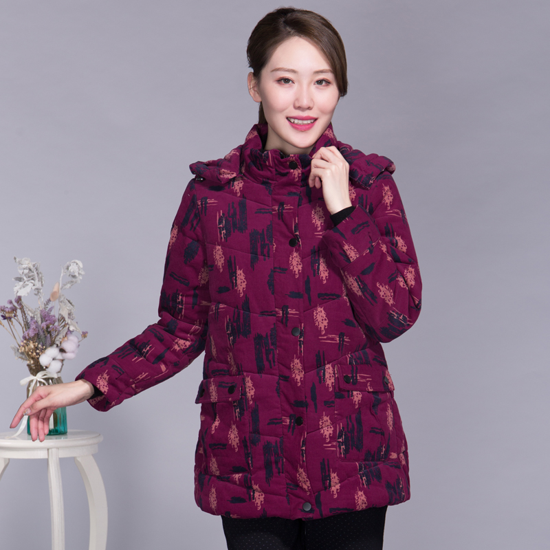富木女士棉服冬季灯芯绒中老年