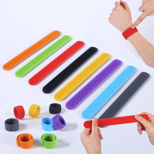Fidget Toys硅胶感官手环学生解压玩具啪啪圈柔软带纹理指尖减压