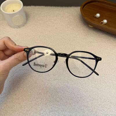 海的潮 枫糖琥珀 不规则TR眼镜框韩系百搭复古眼镜架显脸小可配镜