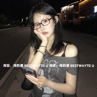 海的潮 小方块书呆子眼镜 瑞士进口EMS材质JENNIE同款大脸可以戴