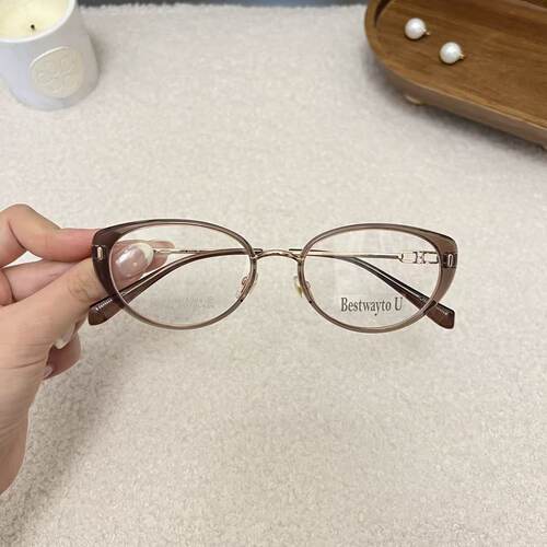 纯钛透茶眼镜眼镜框可配度数