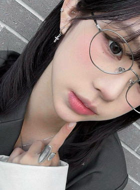 海的潮 水滴框 纯钛金属椭圆框轻盈近视眼镜防蓝光可配镜超轻镜框