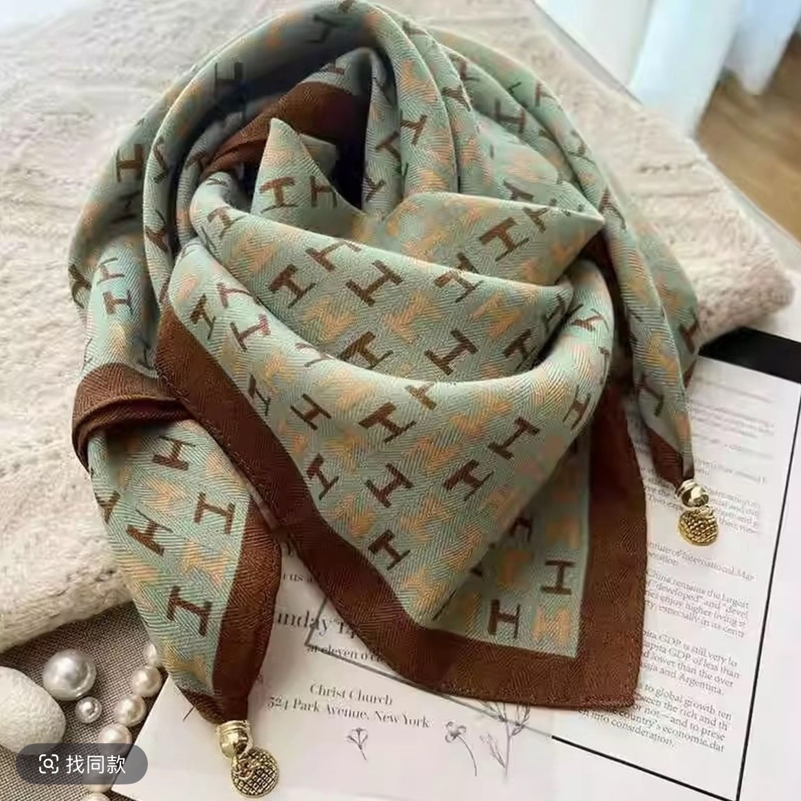 围巾方巾磁吸扣丝巾丝绵面料女士秋冬季保暖防寒时尚配饰厂家直销