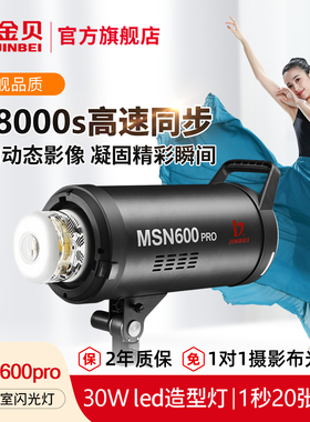 【送Q7II引闪器】金贝MSN600pro高速摄影灯600W专业影室闪光灯商业人像肖像服装产品补光灯影棚拍照动态抓拍