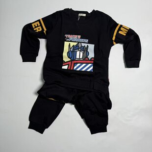卡通变形金刚套装男童长袖卫衣卫裤两件套休闲居家服可外穿