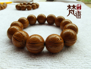 野生脑纹龙纹手工打磨正圆光珠桃核手串桃胡男女同树手链精品文玩