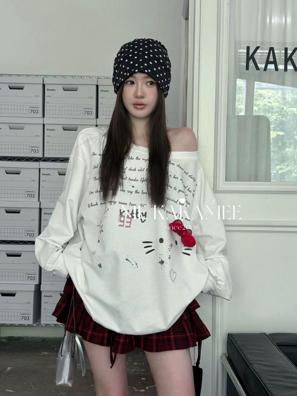 欧洲站2025秋季新款时尚斜肩宽松显瘦长袖T恤女设计感小众上衣潮