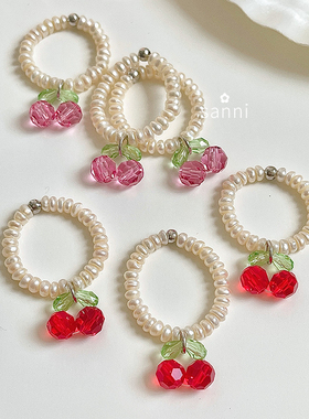 sanni水果甜馨清新925珍珠银戒指