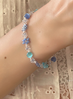 冰川蓝色日本米珠串珠手工手链