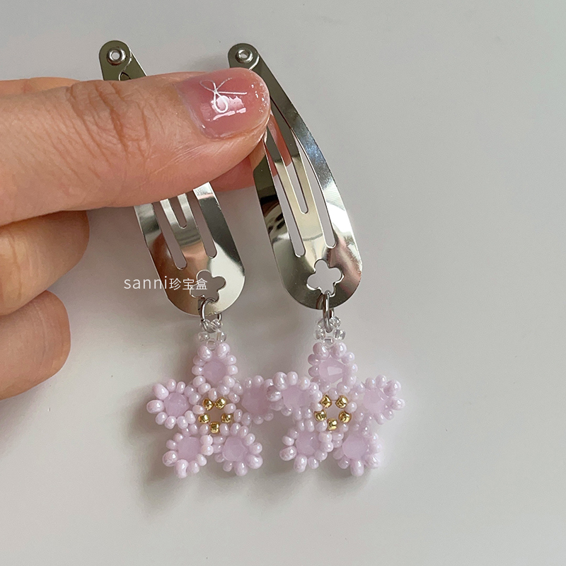 sanni珍宝盒 春日浪漫清新粉色樱花bb发夹刘海夹边夹 装饰bb夹子