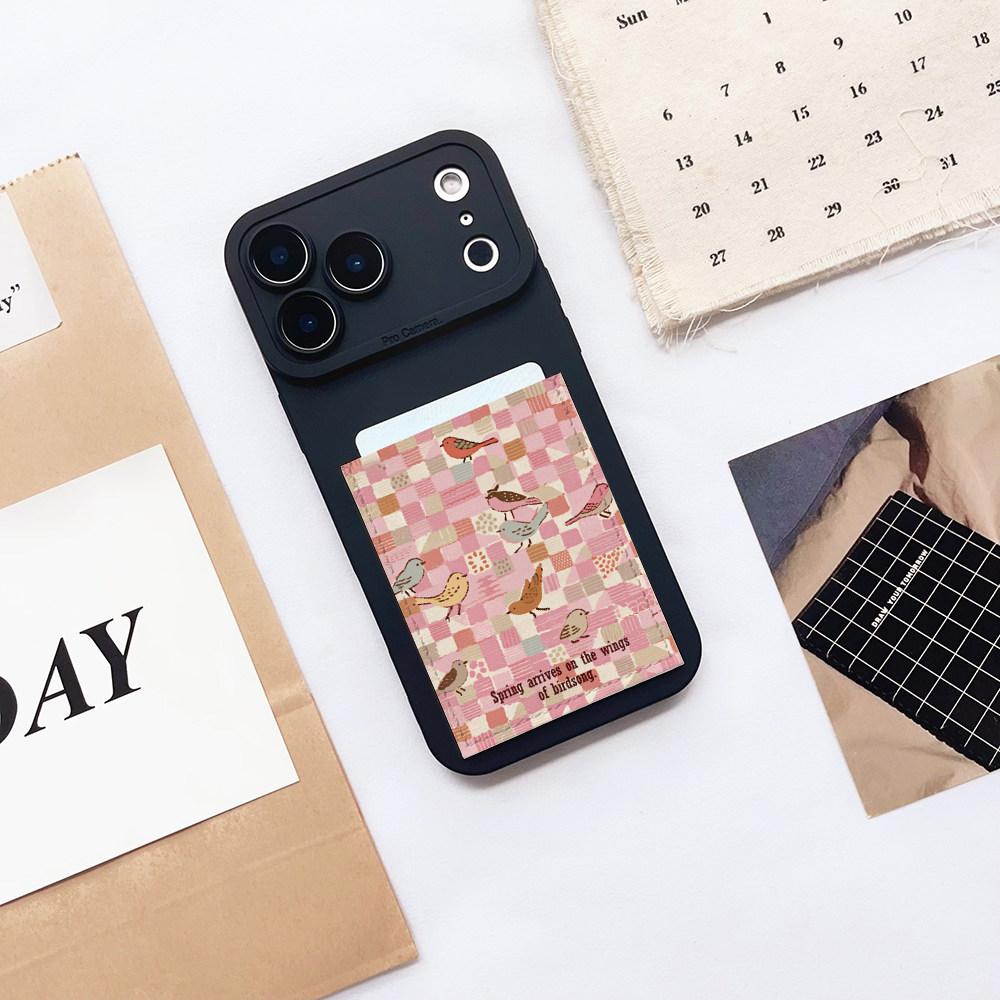 鸟鸣载春装卡手机壳带卡包iphone17promax独立软皮质插卡16promax交通卡套15/14/13精孔17pro便携15pro背贴17