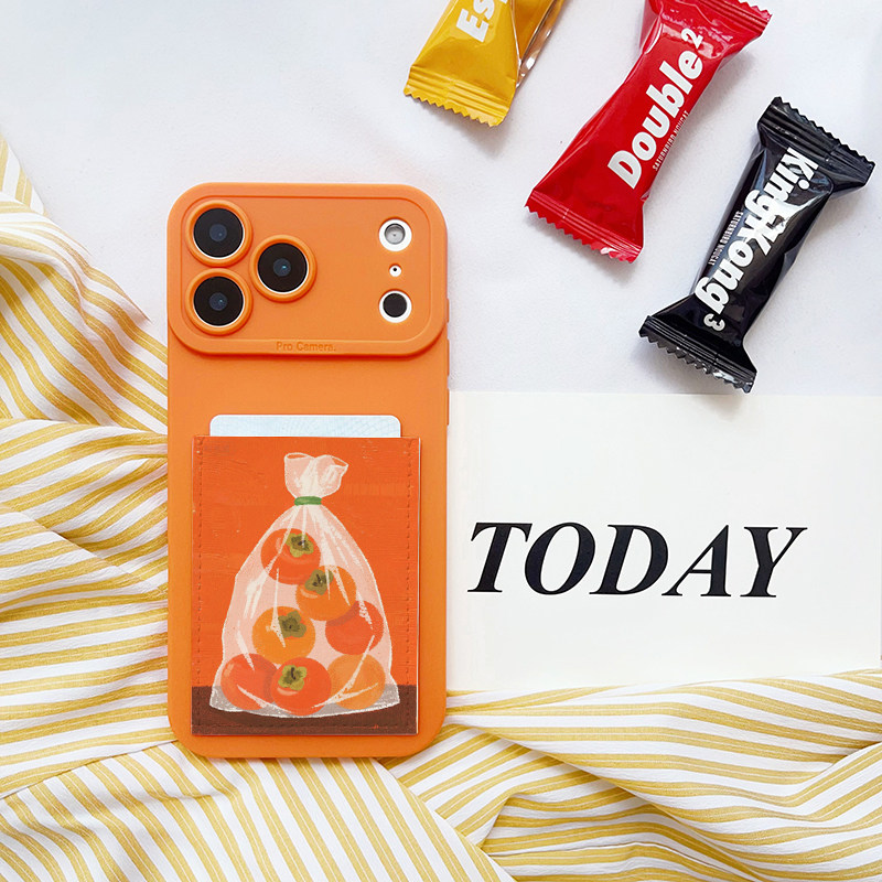 包好柿喜庆新年手机壳带卡包装卡苹果17promax身份证收纳16promax旅游便携iPhone17pro皮质卡贴14/15/16/17软