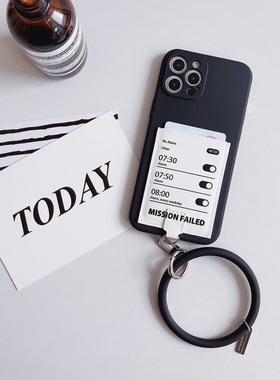 H005简约闹钟独立卡包插卡手机壳全软背贴适用iphone15promax卡套手环苹果13/11/12卡槽14pro收纳XR门禁15pro