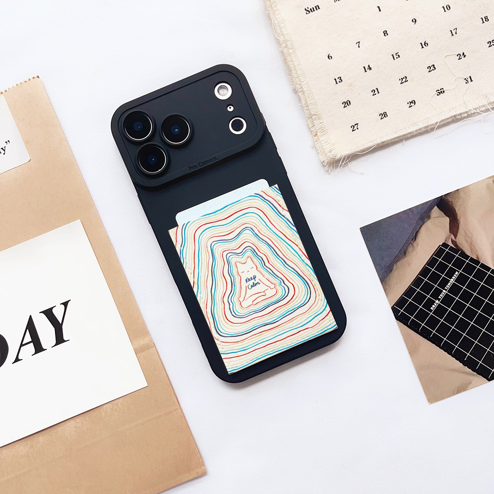 瑜伽打坐猫 健康可爱带卡包手机壳装卡苹果17promax插卡套iphone16promax身份证15pro软17air精孔15/14/13/12