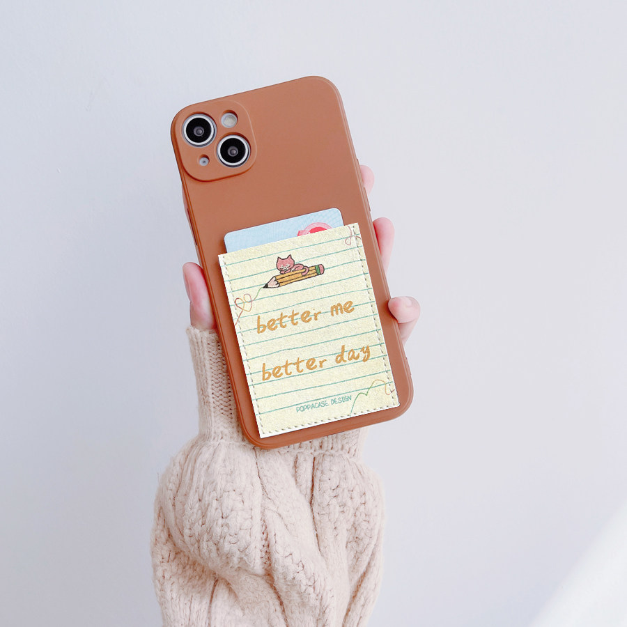 better me 正能量励志带卡包手机壳皮质隔层iphone16promax插卡15promax苹果16/15/14/13/12交通卡16pro防摔X