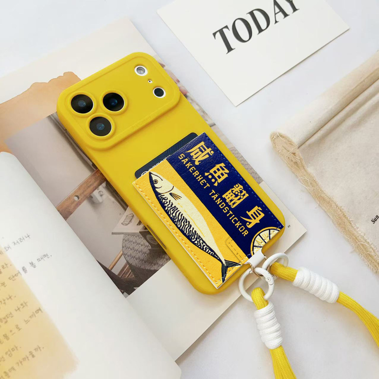 咸鱼翻身挂绳手机壳带卡包苹果17promax装卡身份证16pro