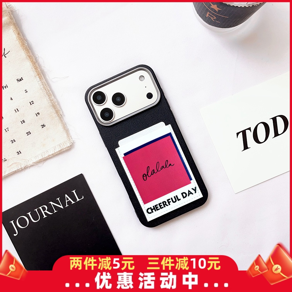 OLALA文艺小众独立带卡包手机壳装卡苹果17promax插卡套iphone16promax交通卡17pro皮质16pro大孔15/14/13/17