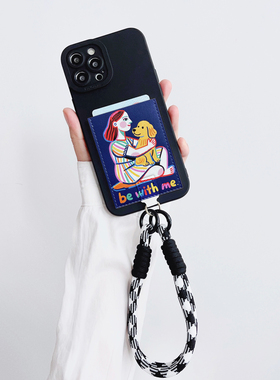 BE WITH ME 小狗狗陪伴手机壳带卡包苹果16promax独立插卡套iphone15promax防摔14/13/12挂绳16pro交通卡B061