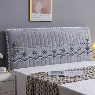 新款 绒布全包布艺床头罩弹力软包夹棉床头套罩老旧床头翻新防尘罩