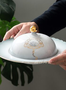 酒店菜盘陶瓷圆形商用渐变鲍鱼盘