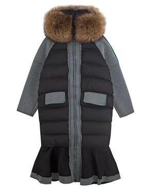秋冬显瘦夹克优质百搭新款下摆鱼尾长款修身羽绒棉衣女棉服外套