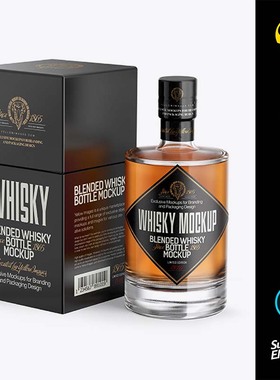 21569  yellowimages威士忌酒瓶包装样机PS源文件mockup模板素材