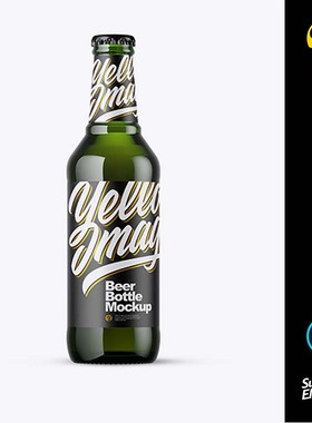 330ml啤酒绿色玻璃啤酒瓶ps样机PSD源文件素材模板vi设计包装展示