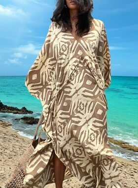 阿拉伯穆斯林迪拜长袍女中东敦煌埃及新疆复古异域风宽松连衣裙夏