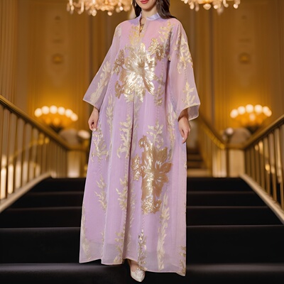 2026年春季新款女装新中式国风重工刺绣连衣裙微胖大码显瘦长裙子