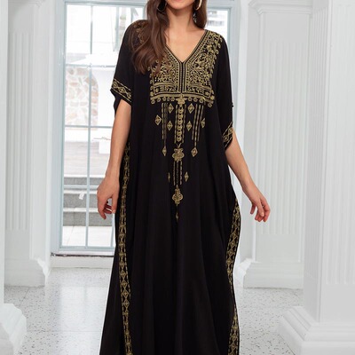 高级感重工刺绣连衣裙女微胖宽松