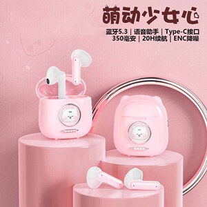 萌宠可爱蓝牙耳机女生无线降噪超长续航半入耳学生礼品运动2026新