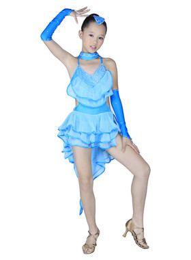 少儿女童拉丁舞水钻流苏演出服