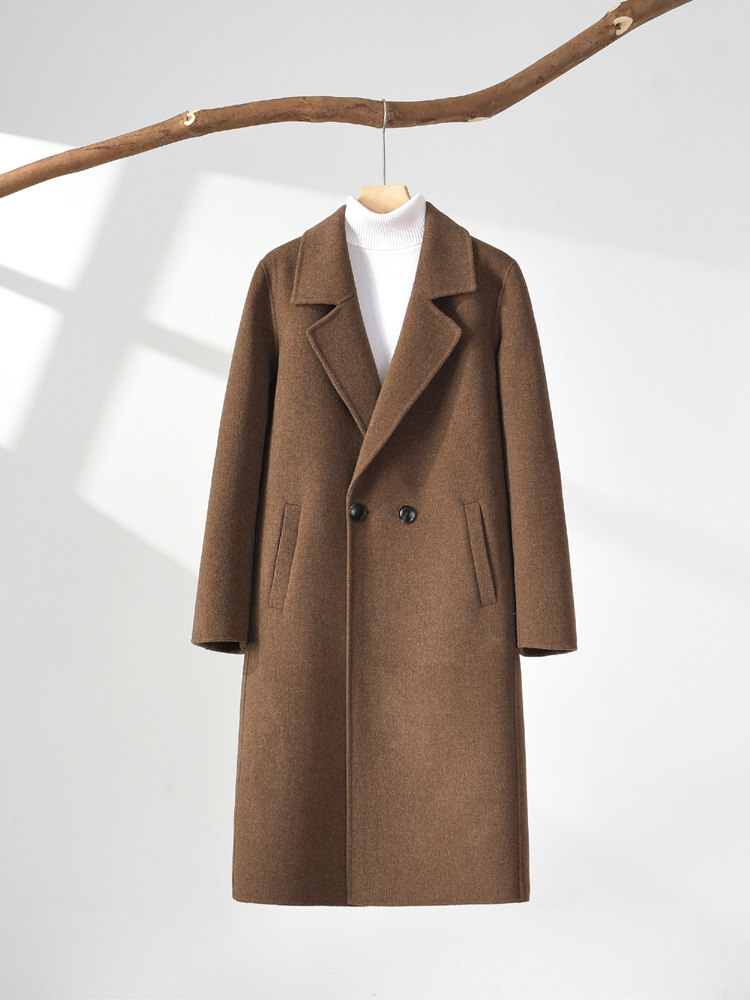 纯羊毛双面呢大衣男士 中长款过膝双面羊绒外套 西装领毛呢子风衣,男装,毛呢大衣,淘宝优惠券,粉丝福利购,淘宝优惠卷