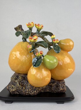柚子应有尽有仿真植物陶瓷摆件工艺品石湾公仔