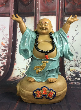 家居饰品弥勒佛拥有佛摆件陶瓷工艺品石湾公仔人物客厅办公室招财
