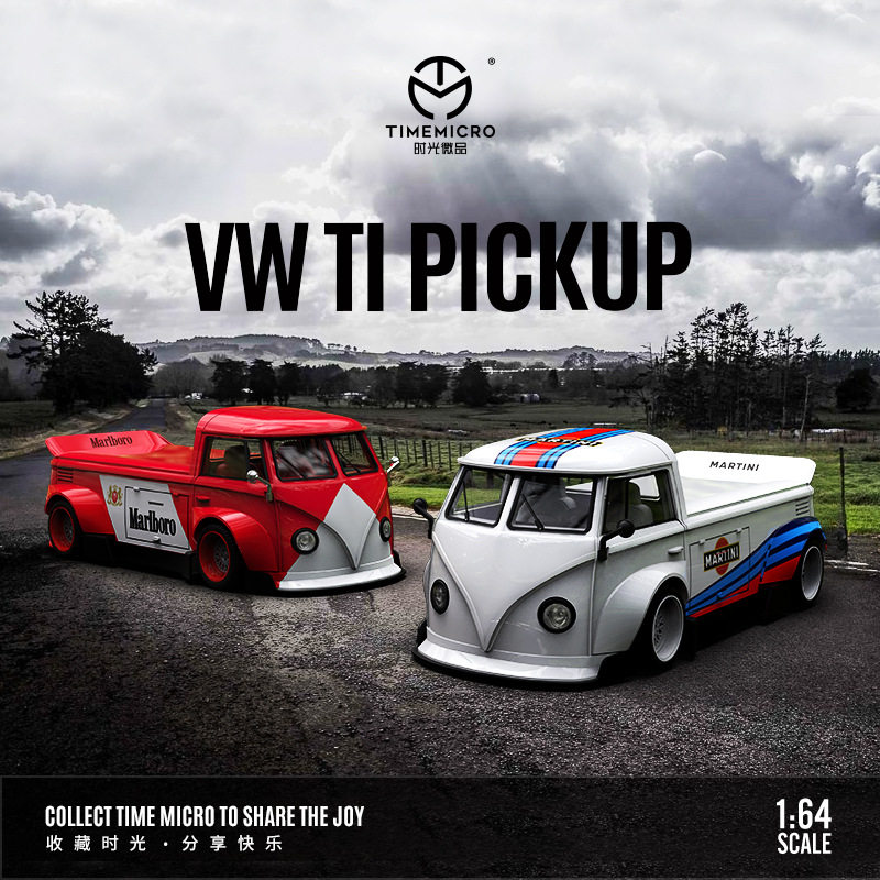 时光timemicro1:64 大众t1宽体皮卡马天尼万宝路仿真合金汽车模型