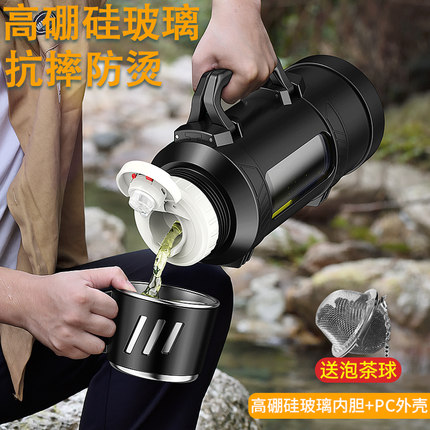 2024新款水杯大容量男士玻璃杯防摔2000ml耐高温摔不烂的茶杯子