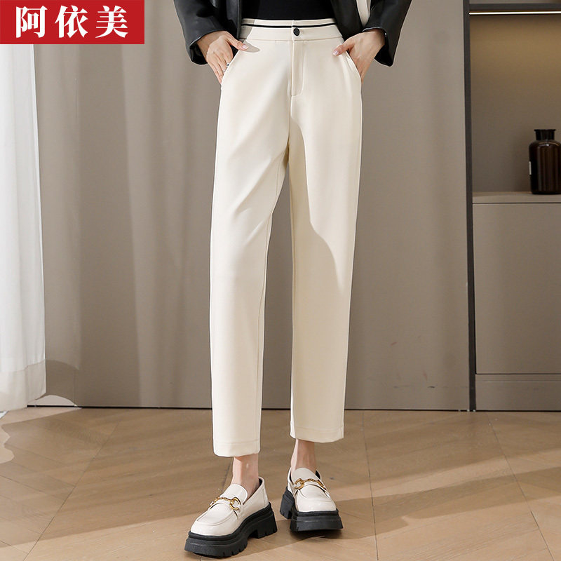 直筒裤女九分2025春秋新款显瘦高腰大码西装小个子烟管休闲长裤子