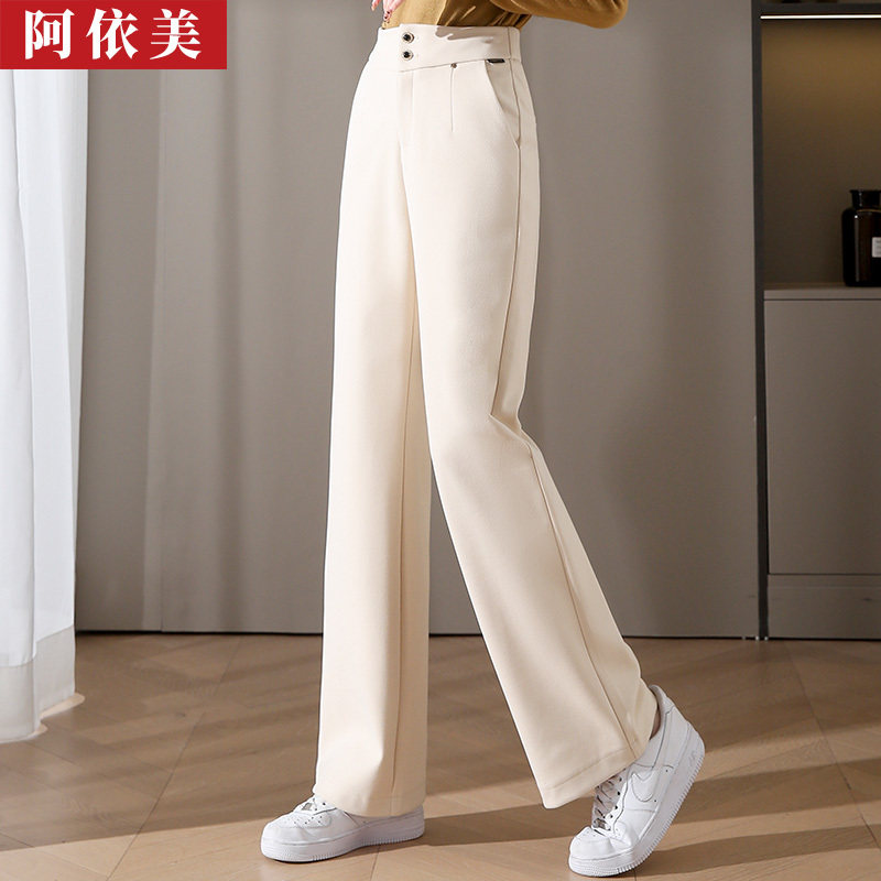 毛呢阔腿裤女2025秋冬季新款垂感宽松高腰窄版呢子直筒休闲长裤子