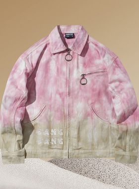 李宁篮球宽松长袖扎染外套女新款反伍BADFIVE休闲立领夹克AFDR380