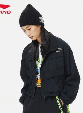 李宁反伍BADFIVE系列女子宽松透气时尚运动休闲风衣外套AFDS086